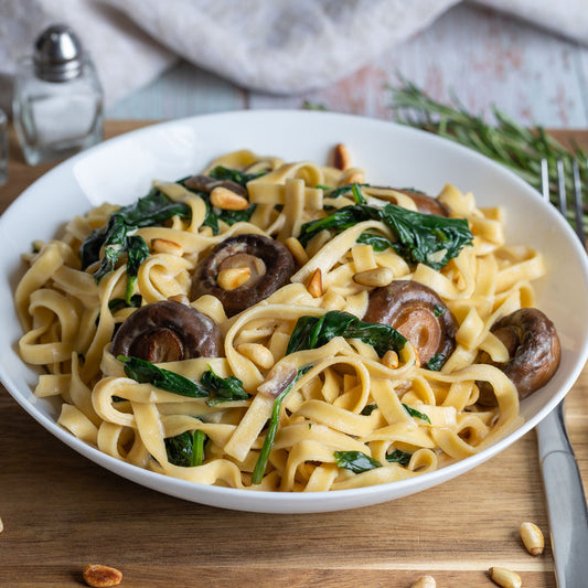Pilz Pasta mit Spinat